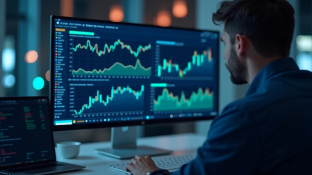 Visualizzazione dati finanziari su schermo con grafici e analitiche